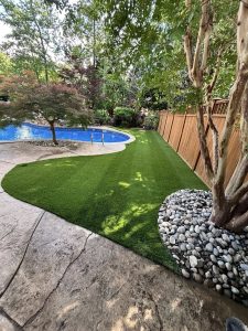 synthetic turf in yard and around pool